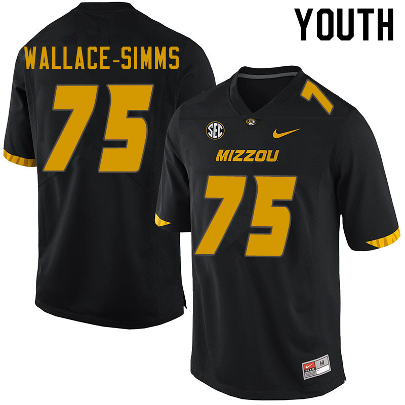 Youth #75 Tre'Vour Wallace-Simms Missouri Tigers College Football Jerseys Sale-Black - Click Image to Close